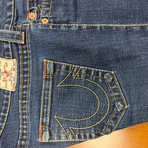 True Religion Dark Blue Jeans with Contrast Stitching